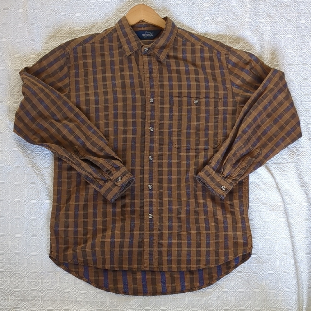 Woolrich Brown and Blue Casual Button Down Shirt